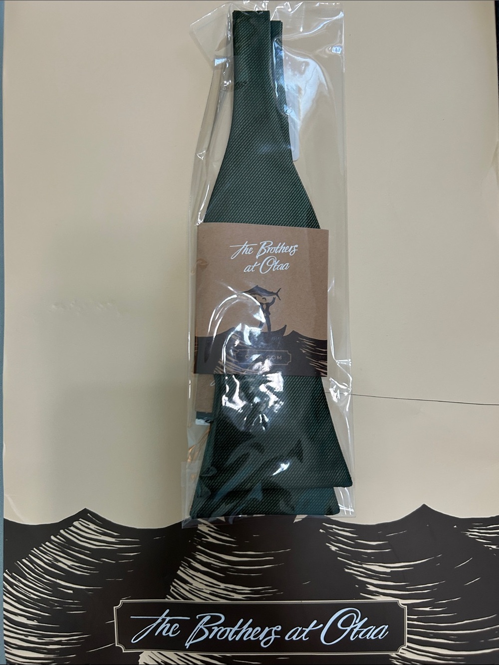 OTAA Men's Dark olive Green weave self bow Tie nwt Father’s Day gift